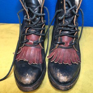 Freebird Pointed Combat Boots with Fringe